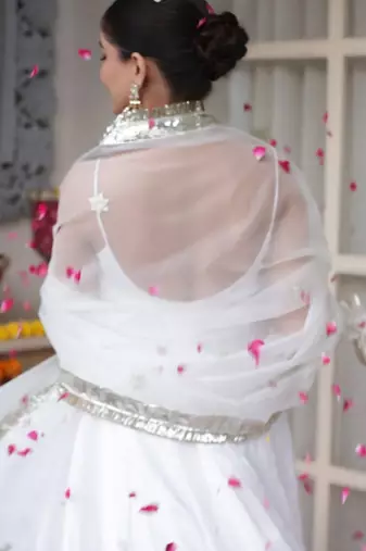 White plain georgette anarkali