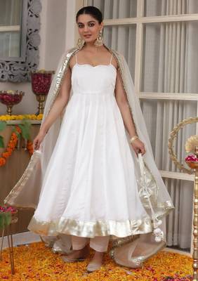 White plain georgette anarkali 5