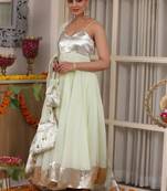 White plain georgette anarkali
