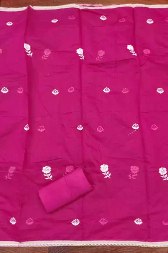 Women's magenta embroidered dress material