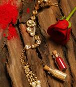 Gold plated silver beads kundan rakhi