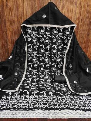 Women's black embroidered dress material 5