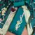 Women's teal handwork dress material