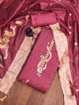 Women's pink handwork dress material 2
