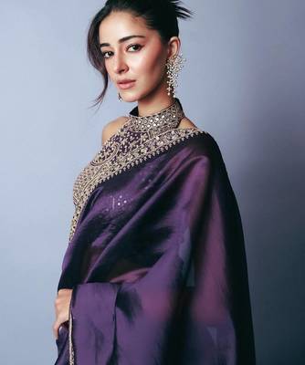 Purple Sequins And Dori Embroidered Jimmy Choo Saree 1