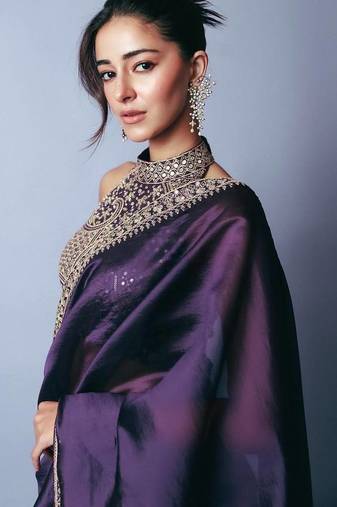 Purple Sequins And Dori Embroidered Jimmy Choo Saree