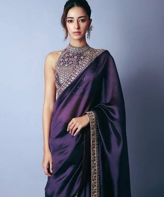 Purple Sequins And Dori Embroidered Jimmy Choo Saree 2