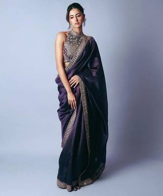 Purple Sequins And Dori Embroidered Jimmy Choo Saree 3