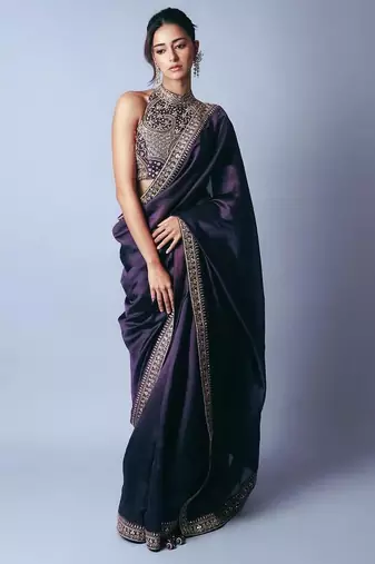 Purple Sequins And Dori Embroidered Jimmy Choo Saree