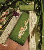 Women's green handwork dress material