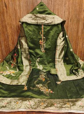 Women's green handwork dress material 3