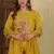 Dark Gold Embroidered Cotton Kurta and Pant Set with Dupatta