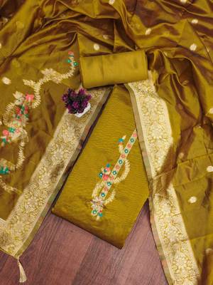 Women's mehndi handwork dress material 1