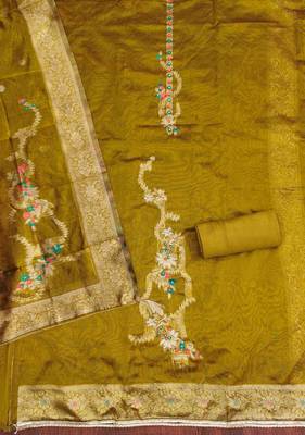 Women's mehndi handwork dress material 4