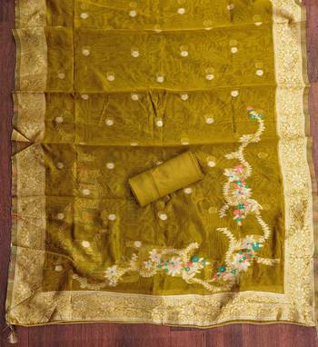 Women's mehndi handwork dress material 5