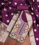 Women's wine handwork dress material