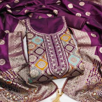 Women's wine handwork dress material 2