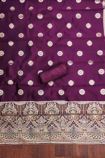 Women's wine handwork dress material