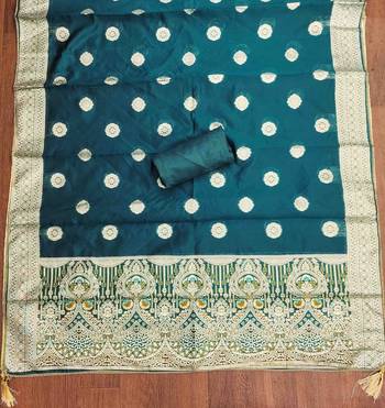Women's teal handwork dress material 5
