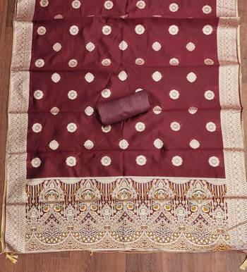 Women's maroon handwork dress material 5