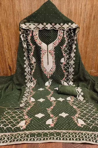 Women's mehndi embroidered dress material