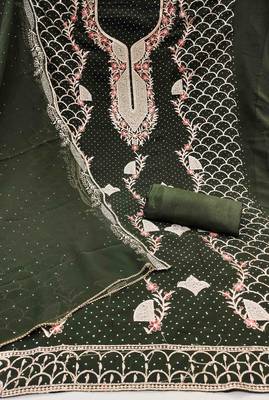 Women's mehndi embroidered dress material 3
