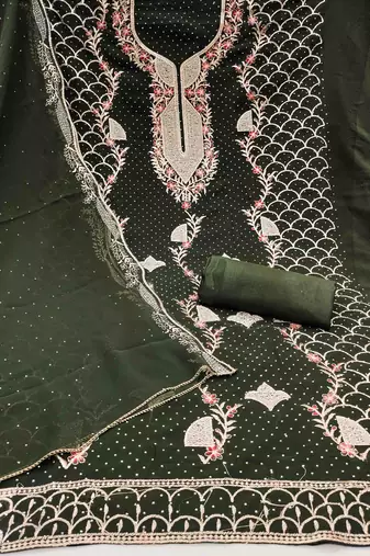 Women's mehndi embroidered dress material