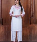 White color rayon fabric graceful ceremonial kurta set