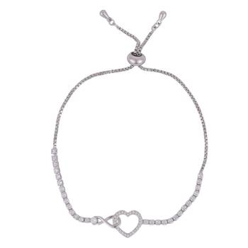 Splendid heart shape silver plated free size charm bracelet for women 2