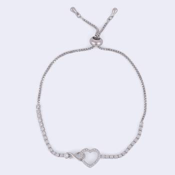 Splendid heart shape silver plated free size charm bracelet for women 4