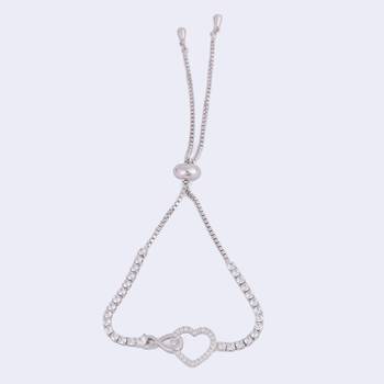 Splendid heart shape silver plated free size charm bracelet for women 5