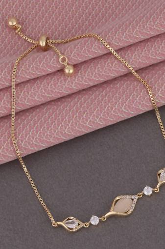 Stylish unique design gold plated free size charm bracelet for women