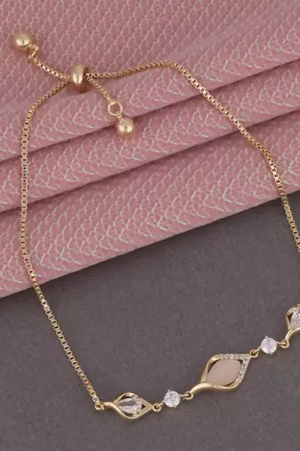 Stylish unique design gold plated free size charm bracelet for women