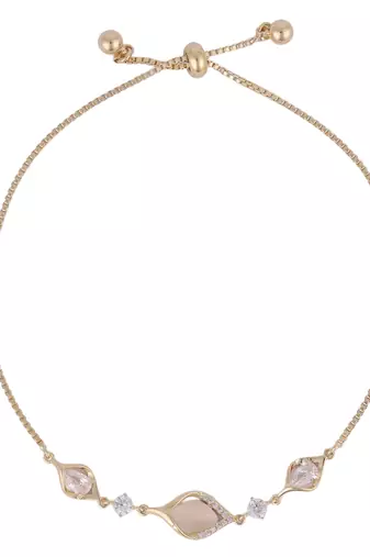 Stylish unique design gold plated free size charm bracelet for women