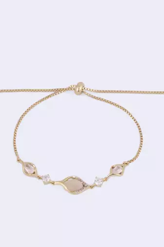 Stylish unique design gold plated free size charm bracelet for women