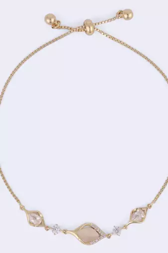Stylish unique design gold plated free size charm bracelet for women