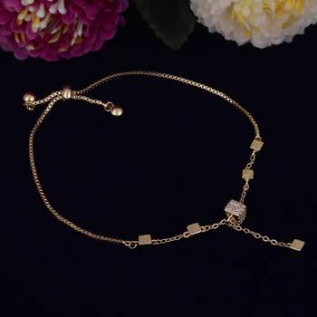 Superb square shape gold plated free size charm bracelet for women 1