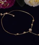 Superb square shape gold plated free size charm bracelet for women