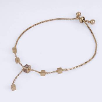 Superb square shape gold plated free size charm bracelet for women 3