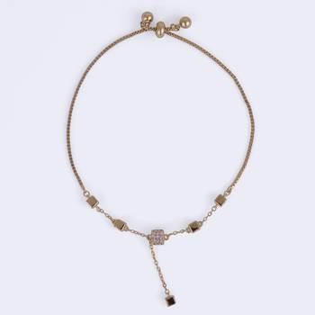 Superb square shape gold plated free size charm bracelet for women 4
