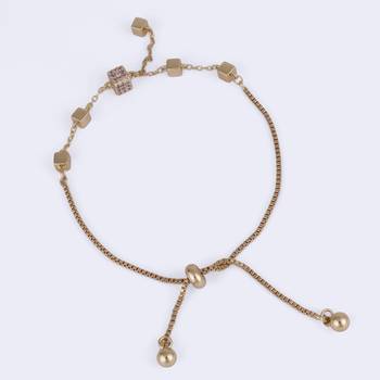 Superb square shape gold plated free size charm bracelet for women 5
