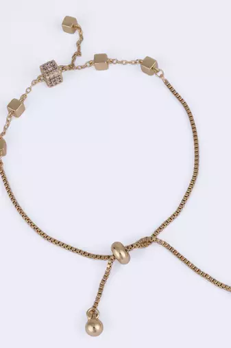Superb square shape gold plated free size charm bracelet for women