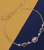 Lavish heart shape gold plated free size charm bracelet for women
