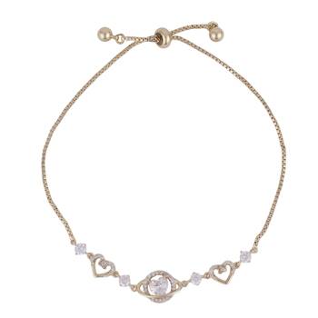Lavish heart shape gold plated free size charm bracelet for women 2