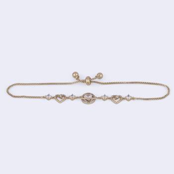 Lavish heart shape gold plated free size charm bracelet for women 3