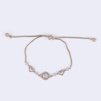 Lavish heart shape gold plated free size charm bracelet for women 4