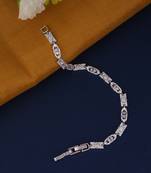 Luxurious square shape silver plated free size charm bracelet for women