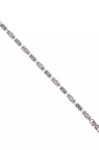 Luxurious square shape silver plated free size charm bracelet for women