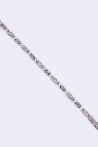 Luxurious square shape silver plated free size charm bracelet for women