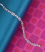 Modern round and square shape silver plated free size charm bracelet for women